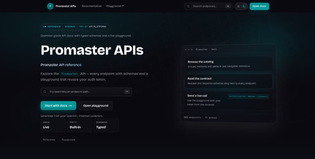 Promaster APIs